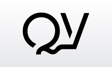 Modern iş tipografi vektör şablonlu ilk harf QV logo tasarımı. Yaratıcı izole QV harf logosu tasarımı