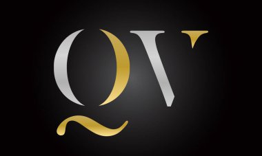 Modern iş tipografi vektör şablonlu ilk harf QV logo tasarımı. Yaratıcı izole QV harf logosu tasarımı