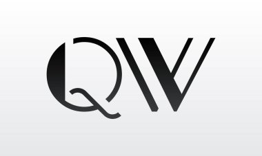 Modern iş tipografi vektör şablonlu ilk harf QW logo tasarımı. Yaratıcı izole QW harf logosu tasarımı