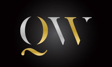 Modern iş tipografi vektör şablonlu ilk harf QW logo tasarımı. Yaratıcı izole QW harf logosu tasarımı