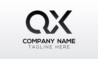 Modern iş tipografi vektör şablonlu ilk harf QX logo tasarımı. Yaratıcı izole QX harf logosu tasarımı