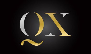 Modern iş tipografi vektör şablonlu ilk harf QX logo tasarımı. Yaratıcı izole QX harf logosu tasarımı