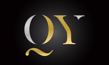Modern iş tipografi vektör şablonlu ilk harf QY logo tasarımı. Yaratıcı izole QY harf logosu tasarımı
