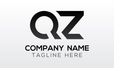 Modern iş tipografi vektör şablonlu ilk harf QZ logo tasarımı. Yaratıcı izole QZ harf logosu tasarımı