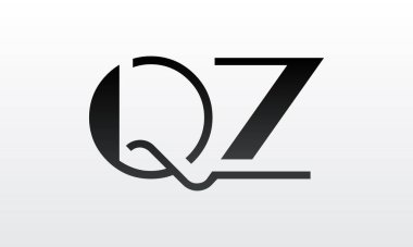 Modern iş tipografi vektör şablonlu ilk harf QZ logo tasarımı. Yaratıcı izole QZ harf logosu tasarımı
