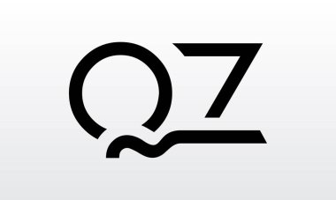 Modern iş tipografi vektör şablonlu ilk harf QZ logo tasarımı. Yaratıcı izole QZ harf logosu tasarımı