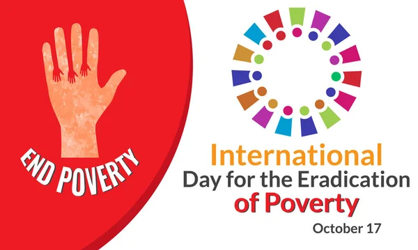 International Day Eradication Poverty October Banner Template Vector Illustration — Stock Vector