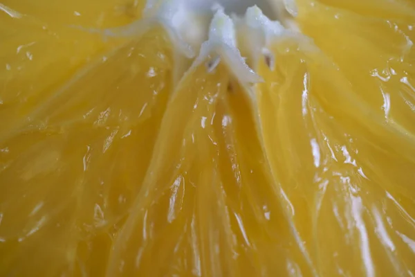 Macro foto de fatia de laranja no fundo branco — Fotografia de Stock