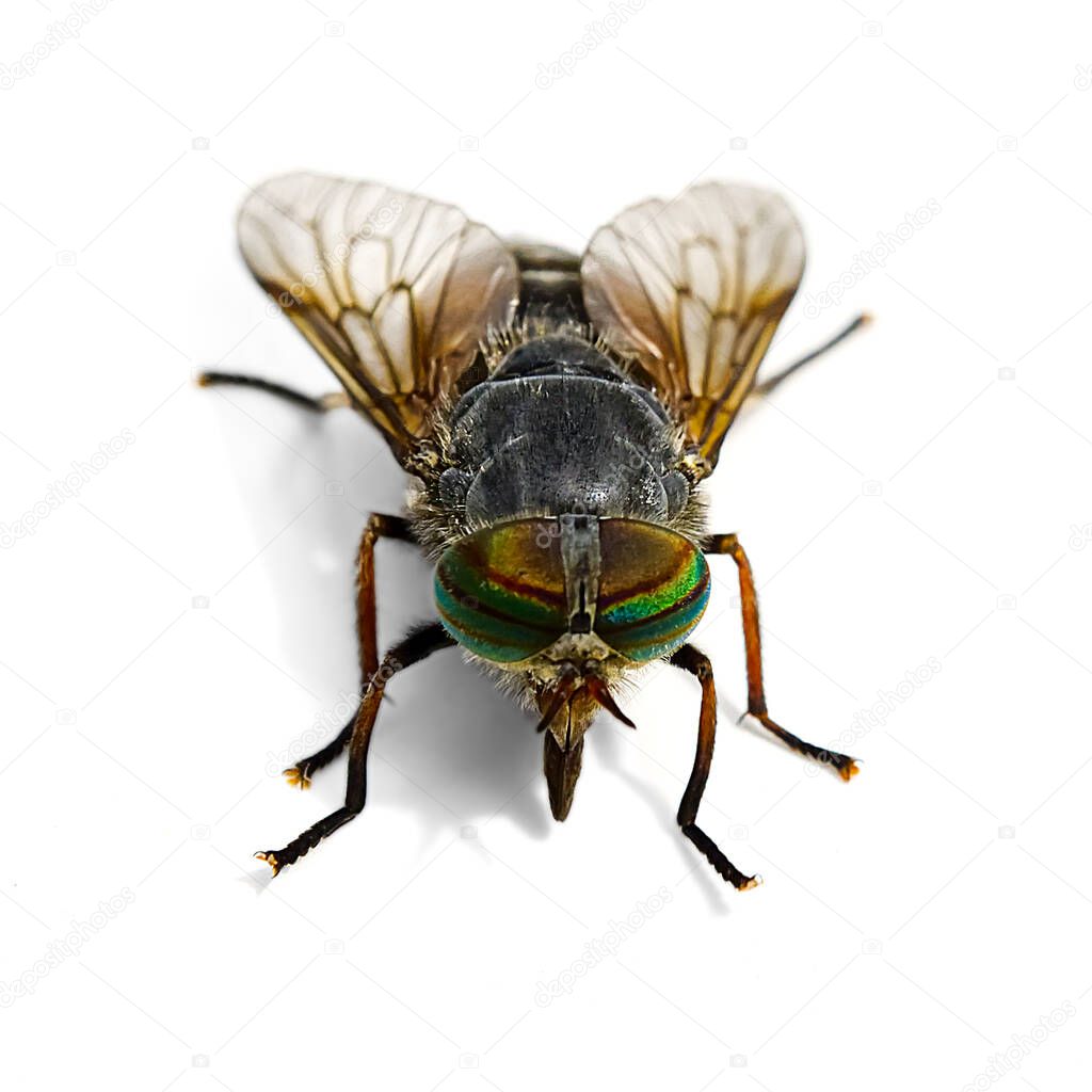 macro shoot of Big gadfly isolated on a white background,