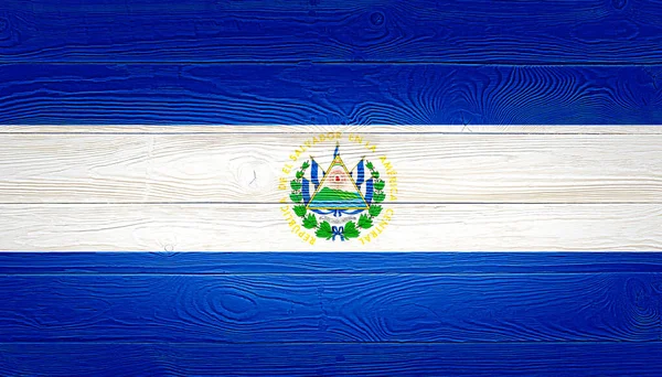 El Salvador vlag geschilderd op oude houten plank achtergrond. Geborsteld houten board textuur. Houten textuur achtergrond vlag van El Salvador. — Stockfoto