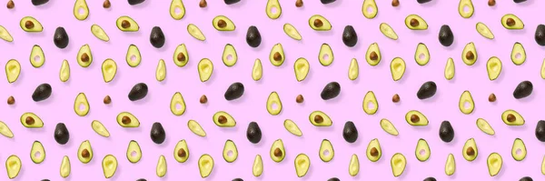 Banner Aguacate Fondo Hecho Piezas Aisladas Aguacate Sobre Fondo Rosa — Foto de Stock