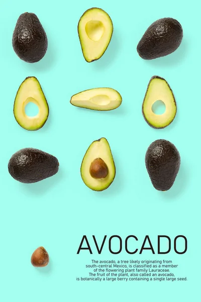 Naadloos Patroon Met Avocado Plakjes Tropisch Fruit Abstracte Achtergrond Avocado — Stockfoto