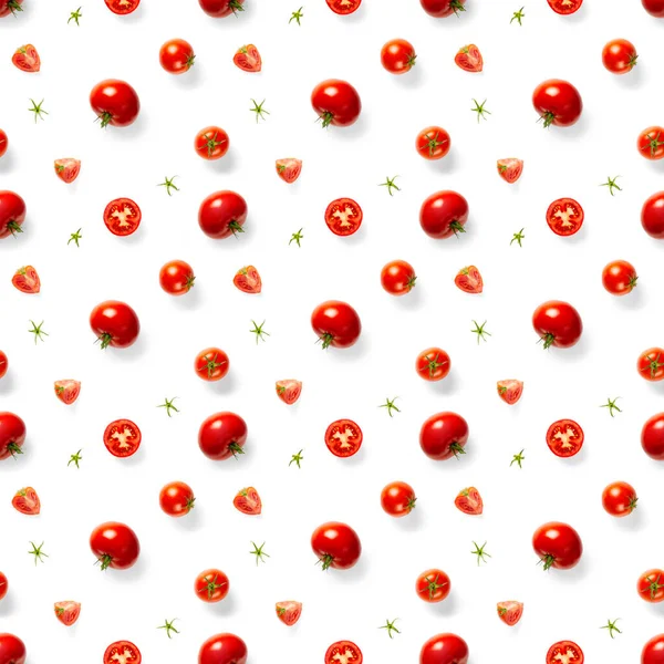 Seamless Pattern Red Ripe Tomatoes Tomato Isolated White Background Vegetable — Stock Photo, Image