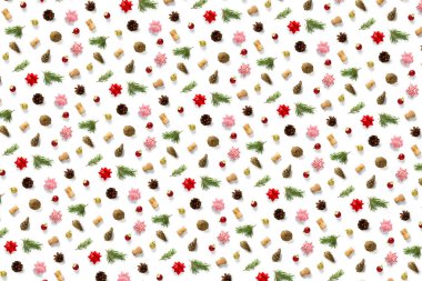 Beyaz arka planda modern noel arkaplanı. Noel zamanı için yaratıcı daire, afişler, posterler, baskılar ve diğer yaratıcı çalışmalar. pürüzsüz desen değil