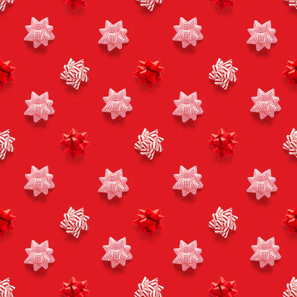 Seamless Regular Creative Christmas Pattern New Year Decorations Red Background — Stock Photo, Image