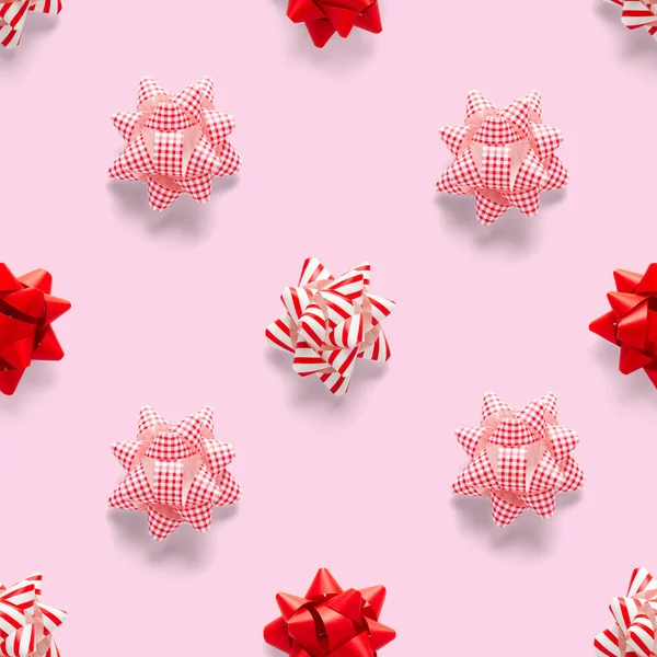 Seamless Regular Creative Christmas Pattern New Year Decorations Pink Background — Stock Photo, Image