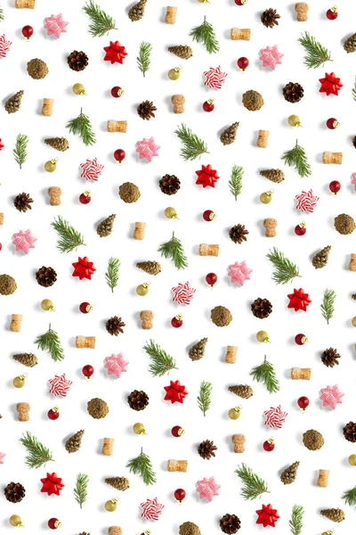 Modern Christmas Background White Backdrop Creative Flat Lay Christmas Time — Stock Photo, Image