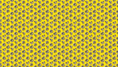 Sarı arka plan manzaralı çörekler. Lezzetli, kemirilmiş çikolatalı çörekler. Çörek pankartı ya da poster arkaplanı olarak kullanılır, kalıp olarak değil