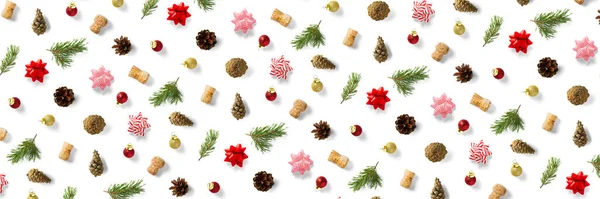 Moderne Kerst Achtergrond Witte Achtergrond Creatieve Flat Lay Voor Kerst — Stockfoto