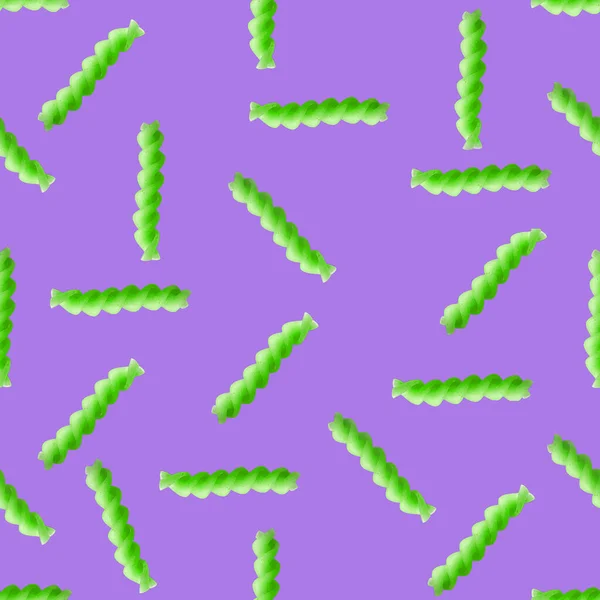Неон Fusilli Pasta Случайная Плоская Лежала Пурпурном Фоне Тени Использован — стоковое фото