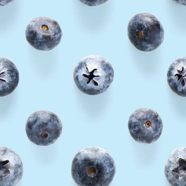 Модный Бесшовный Рисунок Черники Черничный Узор Изолирован Голубом Фоне Blueberry — стоковое фото