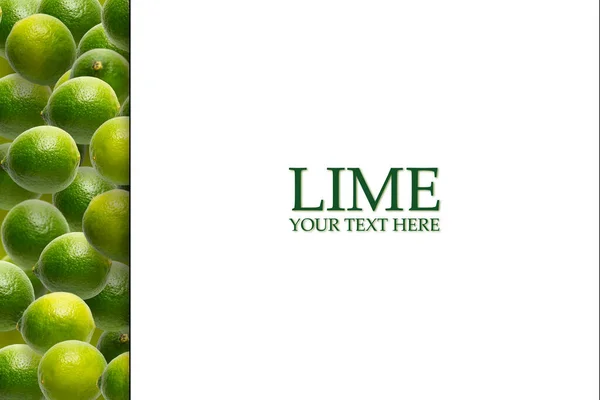 Tata Letak Kreatif Lime Pada Latar Belakang Putih Limes Flat — Stok Foto