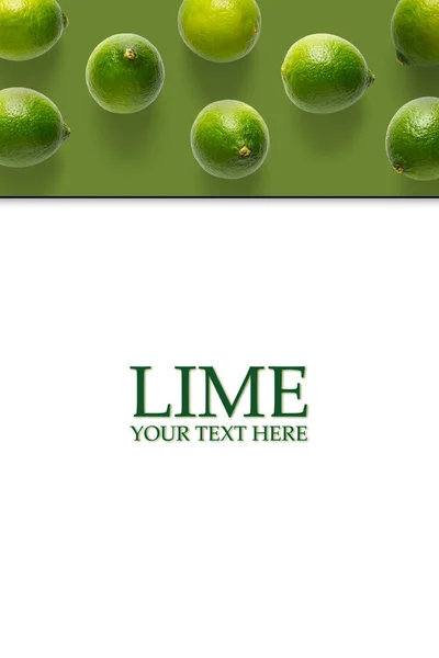 Tata Letak Kreatif Lime Pada Latar Belakang Putih Limes Flat — Stok Foto