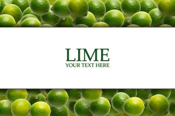 Lime Layout Creativo Sullo Sfondo Bianco Lime Flat Lay Modello — Foto Stock