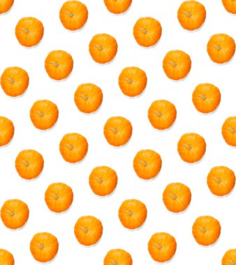 Balkabağıyla kusursuz desen. Balkabağı kalite desen. Beyaz arkaplanda kabaklardan yapılan sonbahar soyut ve pürüzsüz desen.