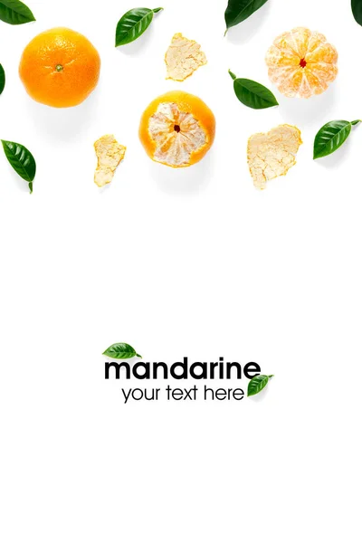 Kreative Gestaltung Von Mandarinen Mandarinen Ungeschälte Und Geschälte Reife Mandarinen — Stockfoto
