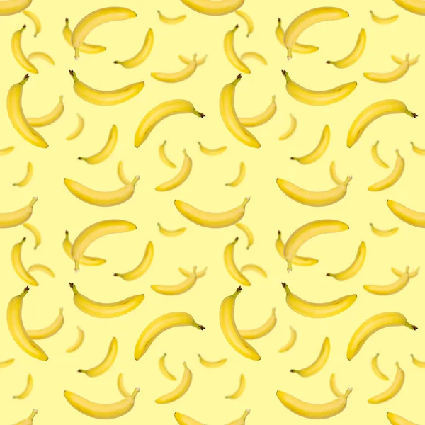 Bananas seamless pattern. pop art bananas pattern. Tropical abstract background with banana. Colorful fruit pattern of yellow banana on yellow background, flat lay