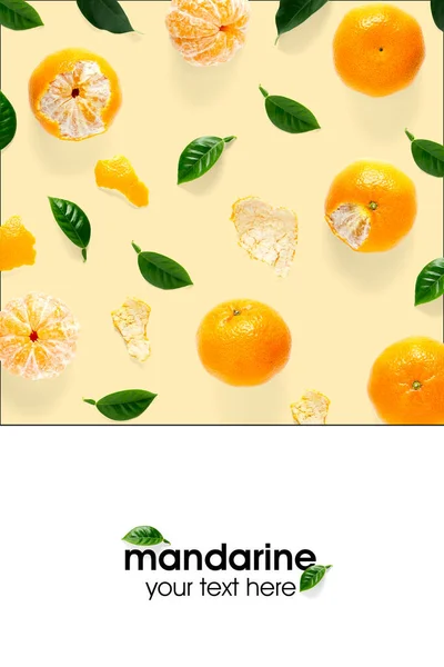 Creatieve Indeling Van Mandarijnen Mandarijnen Ongepelde Geschilde Rijpe Mandarijnen Clementines — Stockfoto
