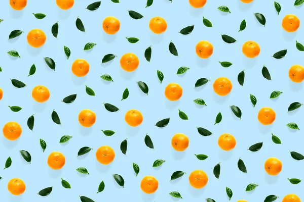葉との隔離されたみかんの柑橘類のコレクションの背景 全体のみかんやみかんの果実は青の背景に隔離されます オレンジ色の背景ではなく — ストック写真