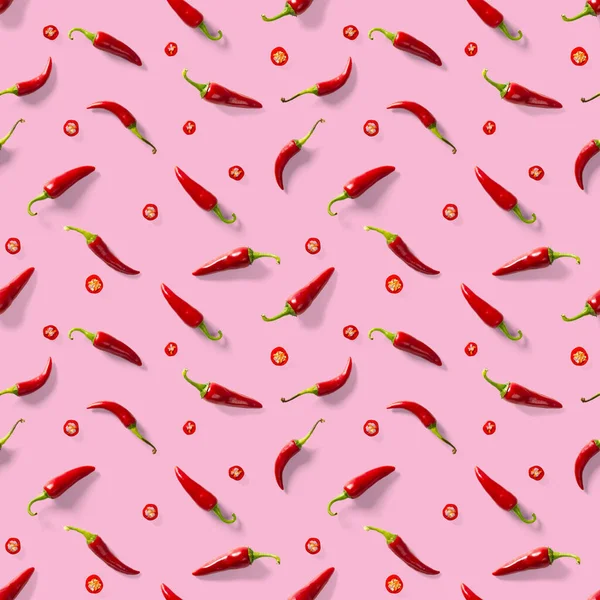 Red Hot Chilli Bezešvé Papričky Vzor Bezešvé Vzor Červeného Chilli — Stock fotografie