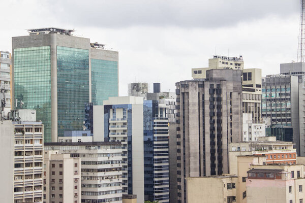 Buildings of the center of the city of Sao Paulo Brazil, on a cloudy day.
