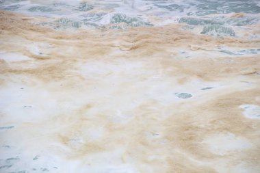 Rio de Janeiro Brezilya 'daki Leblon plajındaki bir dalganın sarı köpüğü..