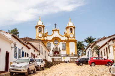 Brezilya 'nın Minas Gerais kentindeki tiradentes şehrinin sokakları - 22 Ocak 2018: Minas gerais' nin başlıca turistik kentlerinden biri olan Tiradentes şehri.