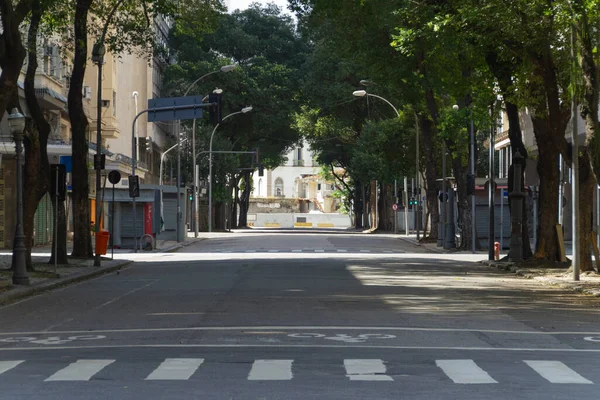 Calles Del Centro Del Río Janeiro Vacías Durante Pandemia Coronavirus — Foto de Stock