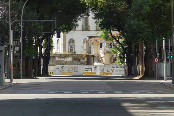 Άδειοι Δρόμοι Στο Κέντρο Του Ρίο Ντε Τζανέιρο Βραζιλία Αυγούστου — Φωτογραφία Αρχείου