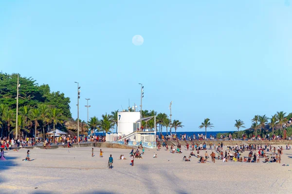 Pláž Arpoador Rio Janeiro Brazílie Srpna 2020 Východ Měsíce Pláži — Stock fotografie