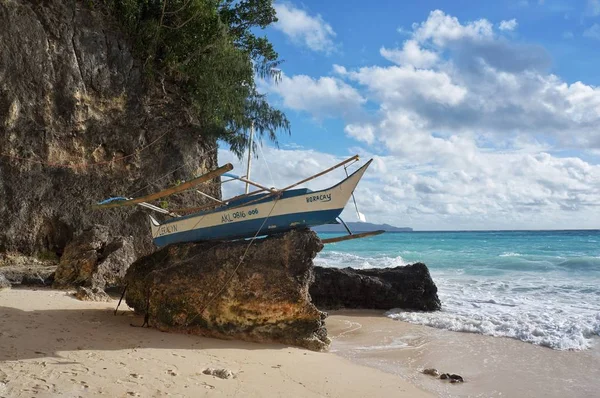 Pequeno Barco Boracay Costa Nas Filipinas — Fotografia de Stock
