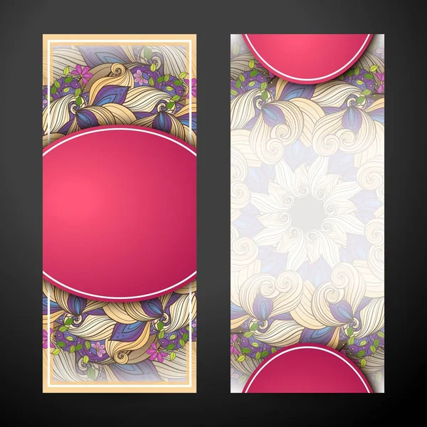 Set Vertical Banners Web Design Element Beautiful Abstract Flowers Elegant — Stock Vector