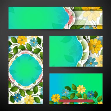 Kurumsal kimlik ayarla, çiçek şablonları ile güzel çiçekler, vektör, illüstrasyon 