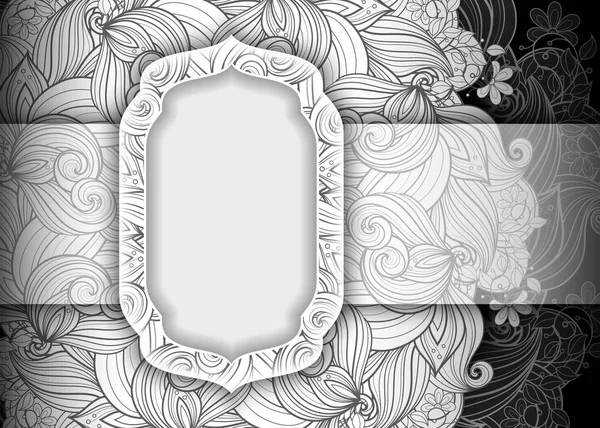 Dark Vintage Monochrome Floral Template Vector Illustration — Stock Vector