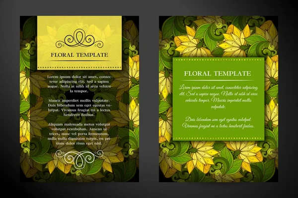 Παλιάς Χρονολογίας Σκούρο Χρωματιστό Floral Διπλής Όψης Θηλυκή Ευχετήρια Κάρτα — Διανυσματικό Αρχείο