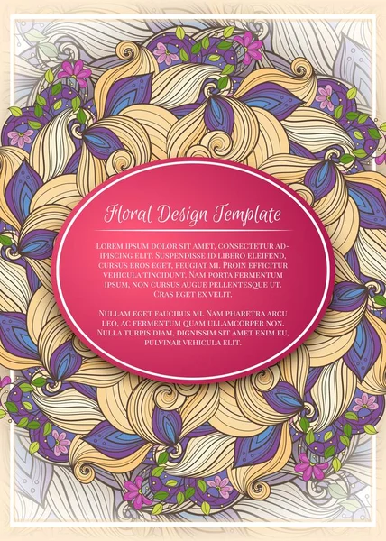 Modelo Floral Colorido Com Local Para Texto Layout Vintage Claro — Vetor de Stock