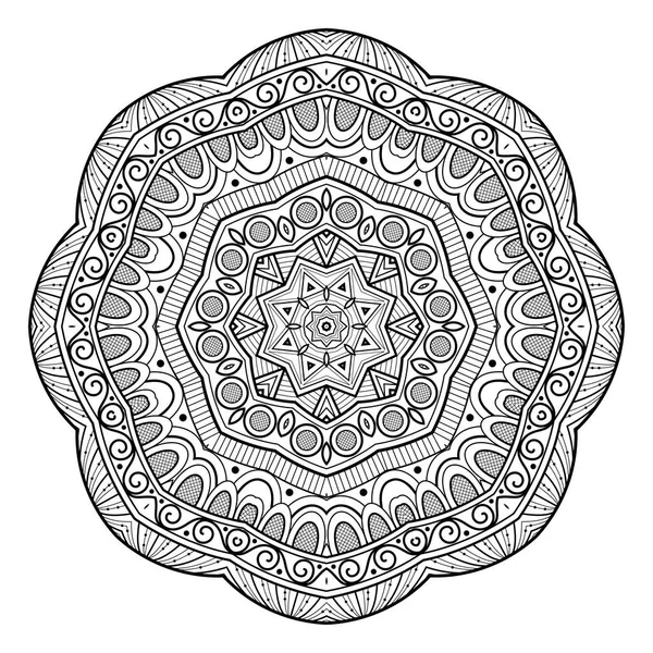 Mandala Décoratif Décoratif Magnifique Monochrome Amulette Indienne Ethnique Florale Élément — Image vectorielle