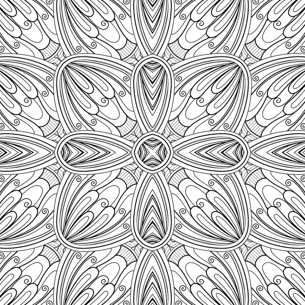 Monochrome Seamless Tile Pattern Fancy Kaleidoscope Endless Ethnic Texture Abstract — Stock Vector