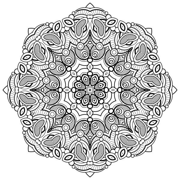 Monochroom Mooie Decoratieve Sierlijke Mandala Floral Etnische Indiase Amulet Paisley — Stockvector