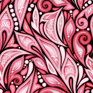 Çiçek etnik motiflerle Dikişsiz desen renkli. Sonsuz doku Şam tasarım öğesi ile. Hint, Türk, desenli bahçe tarzı. Vektör 3d çizim